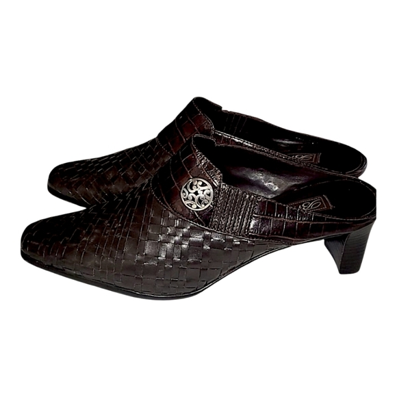 BRIGHTON, TRYST,  LEATHER CHOCLATE BROWN WEAVED MULE,  WOMENS , NWOT SIZE 10 - Picture 7 of 9